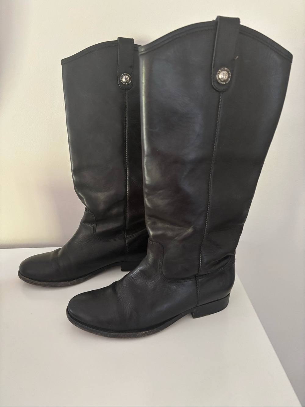 Frye Black Leather Pull-On Boots